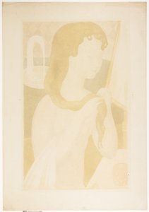 Jonge meisje bij haar toilet door Maurice Denis